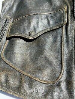 Harley Davidson BILLINGS Distressed Brown Leather Vest Men's Large Biker