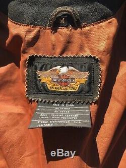 Harley Davidson BILLINGS Distressed Brown Leather Vest Men's Medium Biker