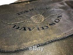 Harley Davidson Billings Distressed Leather Motorcycle Jacket Medium Brown
