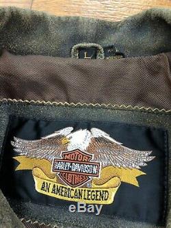 Harley Davidson Billings Leather Distressed Motorcycle Jacket men's LARGE 5c385