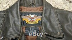 Harley Davidson Billings Leather Jacket Distressed Brown Men's Large