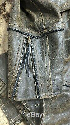 Harley Davidson Billings Leather Jacket Distressed Brown Men's Large