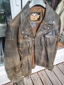 Harley Davidson?'Billings'? XXXL Brown Distressed Leather Jacket 3XL? Superb