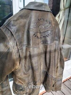 Harley Davidson?'Billings'? XXXL Brown Distressed Leather Jacket 3XL? Superb