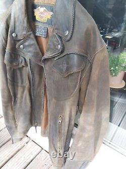 Harley Davidson?'Billings'? XXXL Brown Distressed Leather Jacket 3XL? Superb