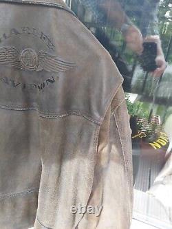 Harley Davidson?'Billings'? XXXL Brown Distressed Leather Jacket 3XL? Superb