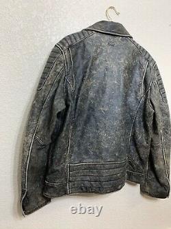 Harley Davidson Brown Leather Jacket Distressed #1 LOGO PATCH Buffalohide XL