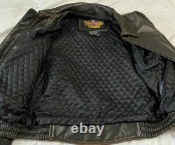 Harley Davidson Distressed Brown Billings HD Leather Riding Jacket Large