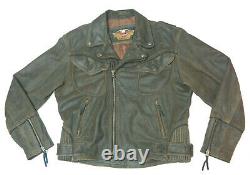Harley Davidson Distressed Brown Leather Billings Jacket Coat Large Lg Nice 16