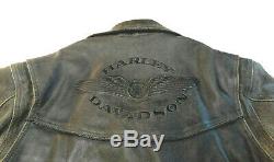 Harley Davidson Distressed Brown Leather Billings Jacket Coat Medium Med 181