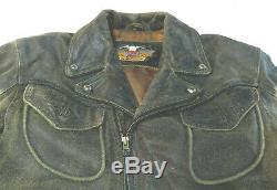 Harley Davidson Distressed Brown Leather Billings Jacket Coat Medium Med 181