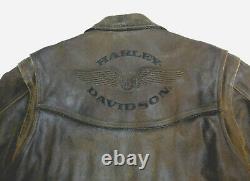 Harley Davidson Distressed Brown Leather Billings Jacket Large More Listed 132