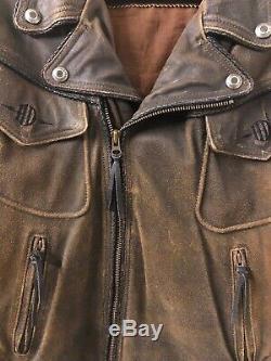 Harley Davidson Distressed Brown Leather Billings Jacket Medium Med M Mint Rare