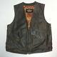 Harley Davidson Distressed Brown Leather Billings Mens Vest Mens Medium Med 204