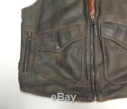 Harley Davidson Distressed Brown Leather Billings Mens Vest Mens Medium Med 204