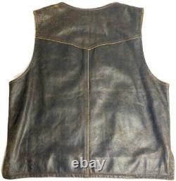 Harley Davidson Distressed Brown Leather Vest Rumble Billings Mens Large