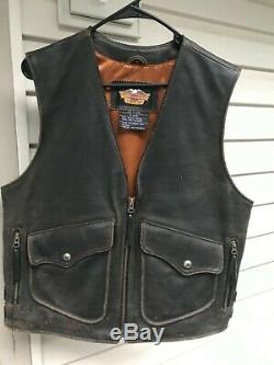 Harley Davidson Distressed Leather Billings Vest Men Medium