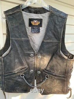 Harley Davidson Distressed Leather Panhead Vest Men Large Nice Rare