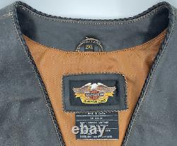 Harley Davidson Distressed Leather Vest Mens 2XL Brown