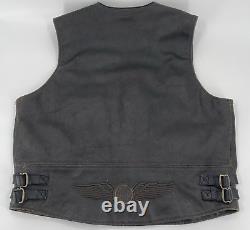 Harley Davidson Distressed Leather Vest Mens 2XL Brown