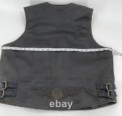 Harley Davidson Distressed Leather Vest Mens 2XL Brown