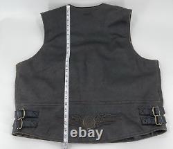 Harley Davidson Distressed Leather Vest Mens 2XL Brown