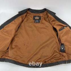 Harley Davidson Distressed Leather Vest Mens 2XL Brown