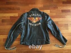 Harley Davidson Freedom Leather Studded Jacket Brown Distressed Mens XL WORN 1X