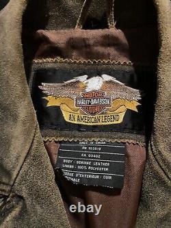 Harley Davidson Large Billings Distressed Brown Leather Riding Jacket