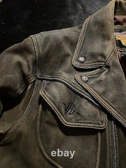 Harley Davidson Large Billings Distressed Brown Leather Riding Jacket