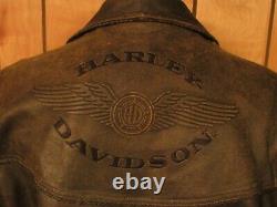 Harley Davidson Leather Jacket Billings Brown Distressed XL