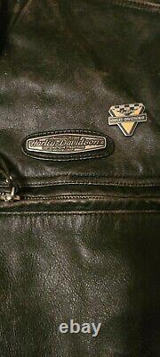 Harley Davidson Leather Jacket Distressed Brown Mens Sz. Large Vtg U. S Seller