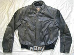 Harley Davidson Leather Jacket Factory Graphics Distressed Brown Bomber Mens L