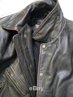 Harley Davidson Leather Jacket Factory Graphics Distressed Brown Bomber Mens L