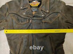 Harley Davidson Leather Jacket Small Billings Rumble Brown Distressed
