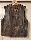 Harley Davidson Men Bronco Leather Vest Distressed Brown Vintage Xl