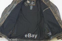 Harley Davidson Men Miramar Distressed Brown Leather Jacket LT L Tall 97128-16VM