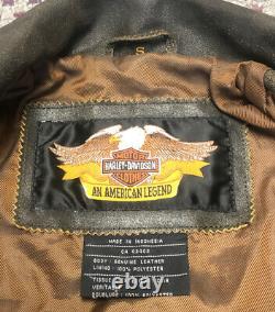 Harley Davidson Men's Billings Brown Leather Jacket Size S, Vintage