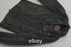 Harley Davidson Men's Billings Studded Eagle Distressed Brown Leather Jacket M