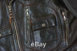 Harley Davidson Men's Brown Distressed Leather Vintage Jacket D-Pocket XL Rare