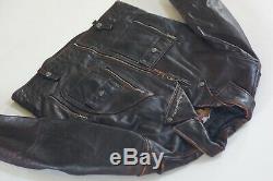 Harley Davidson Men's Brown Distressed Leather Vintage Jacket D-Pocket XL Rare