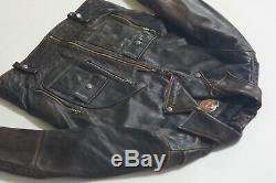 Harley Davidson Men's Brown Distressed Leather Vintage Riding Jacket D-Pocket XL