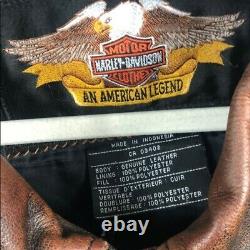Harley Davidson Men's Distressed HD Brown Billings Leather Riding Jacket Large