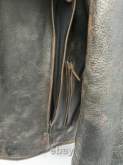 Harley Davidson Men's ROADWAY Brown Distressed Leather Jacket X-Large Rare