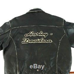 Harley Davidson Men's Size XXL Distressed Leather Jacket Coat Black Brown 2XL