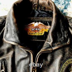 Harley Davidson Men's sz S Motorcruise Jacket Distressed Leather Dark Brown