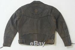 Harley Davidson Mens Billings Distressed Brown Leather Jacket Winged HD Logo XL