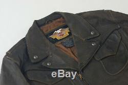Harley Davidson Mens Billings Distressed Brown Leather Jacket Winged HD Logo XL