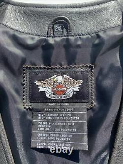 Harley-Davidson Mens LEGENDARY EAGLE Leather Vest 2XL Distressed