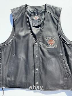 Harley-Davidson Mens LEGENDARY EAGLE Leather Vest 2XL Distressed